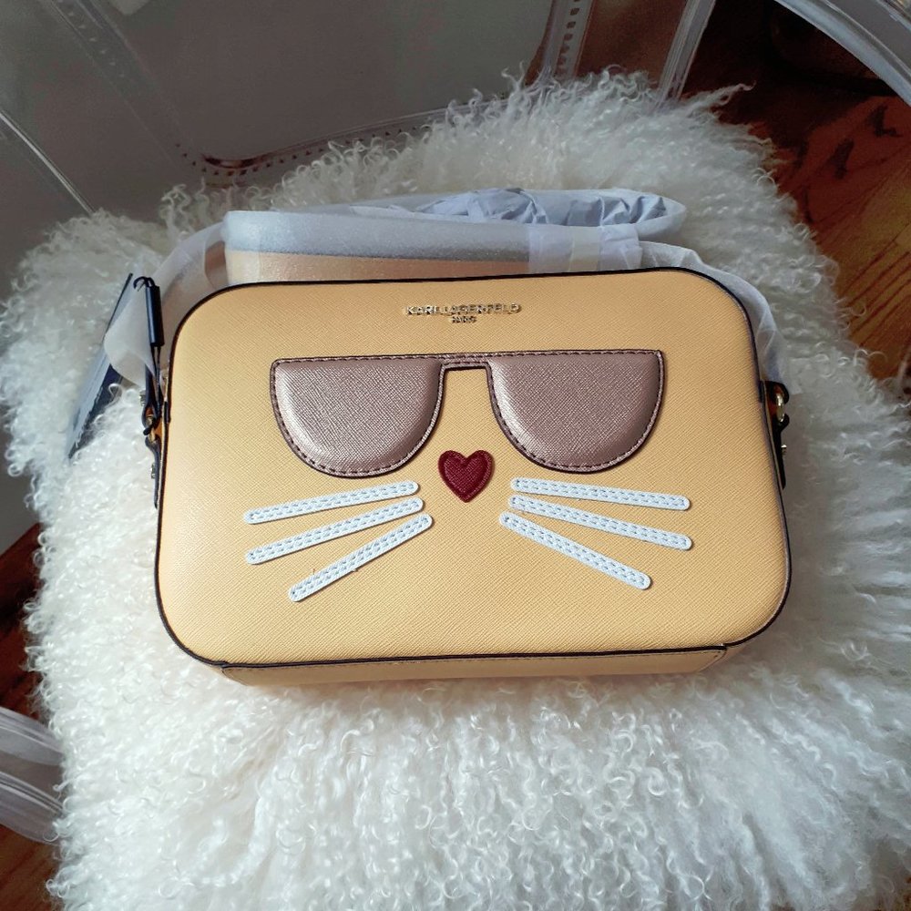 NWT Karl Lagerfeld faux leather lemon crossbody camera bag - Picture 3 of 9